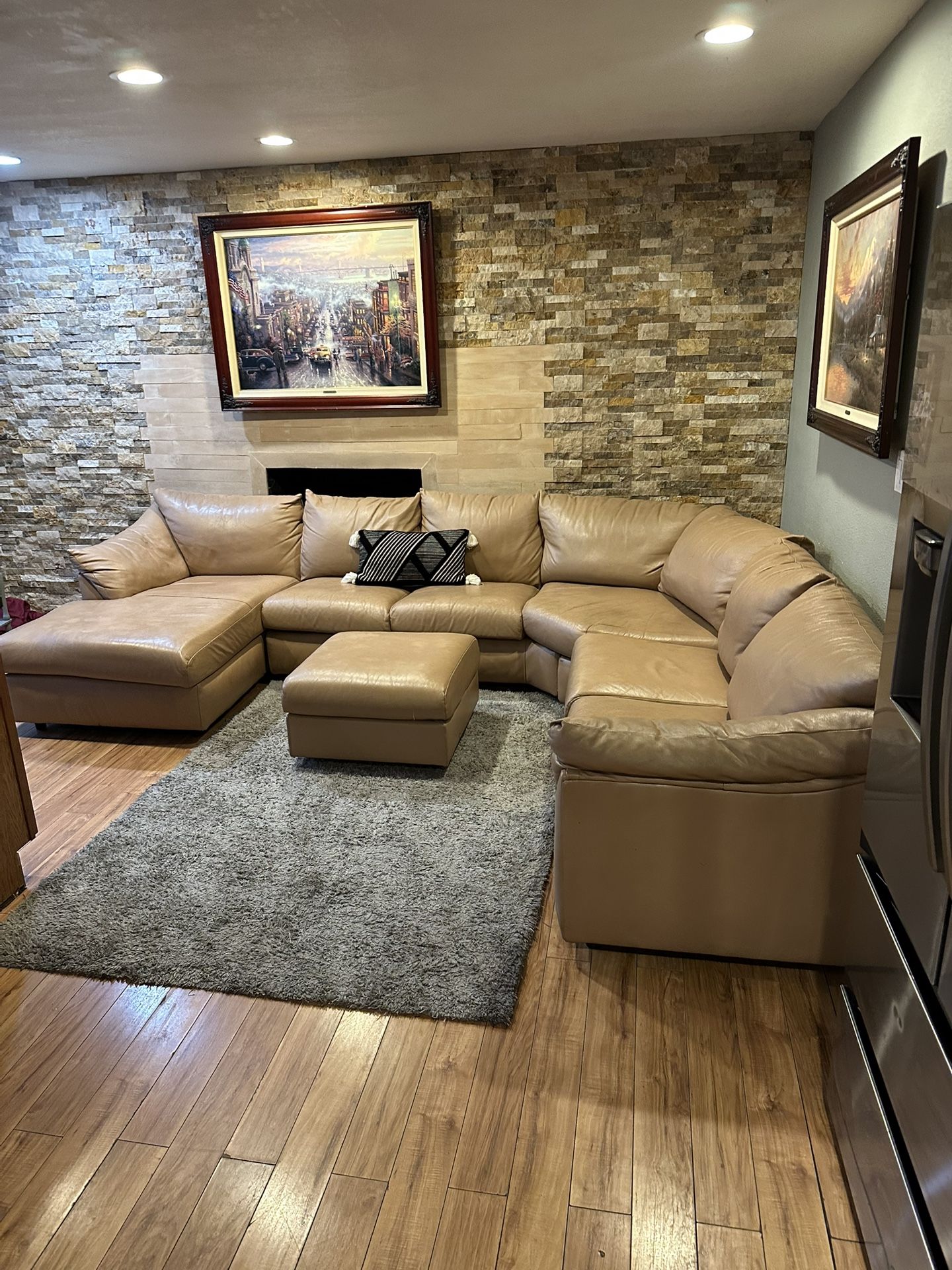 FREE DELIVERY- The Leather Factory Large Sectional Sofa