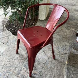 Red metal chair
