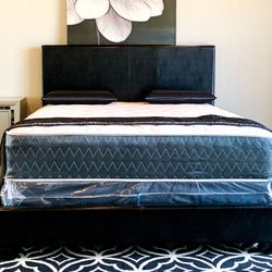 Brand New Black Queen Size Leather Bed Frame With New Mattress/Fast Delivery