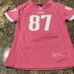 Patriots NFL Kid Size Small 7/8 Bubblegum Pink Jersey 87 Gronkowski Like New 
