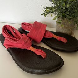 9 Sanuk Yoga Sling Sandals Women’s Summer Shoes Outdoor Salmon Pink Footwear