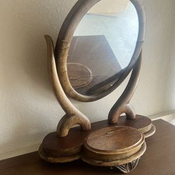 Antique Wooden Table Mirror 
