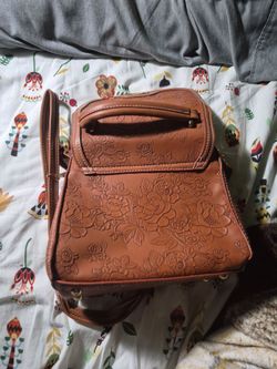 Floral design brown purse
