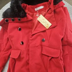 Ladies Red Peacoat- Size XL