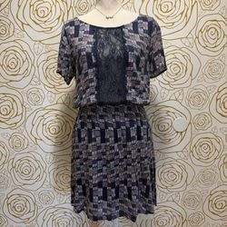 Vintage Ella moss geometric print dress