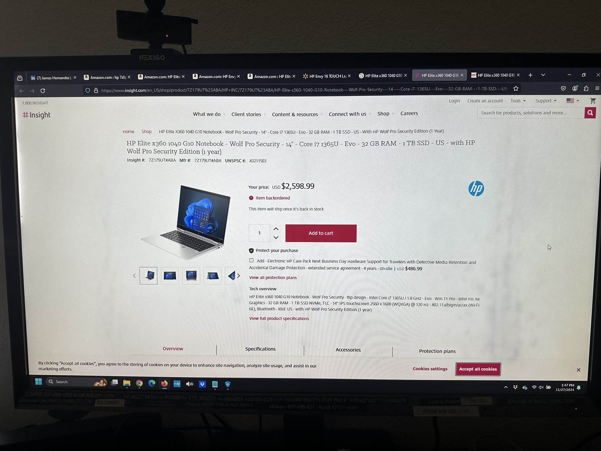 HP ELITE x360 i7 32gb 1tb SSD Never Opened