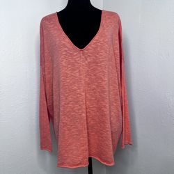 Eileen Fisher Women's Coral V-Neck Top Linen-Cotton Organic NWT Sz:XL