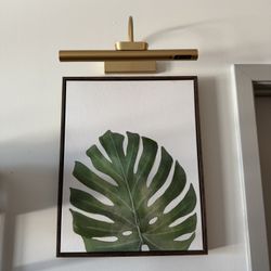 Botanical Wall Art + Gold Picture Light — $50 Each