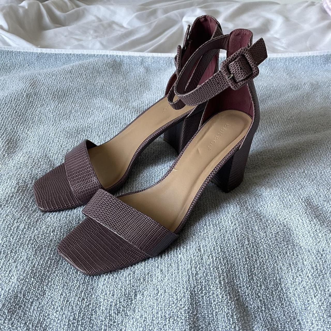 Bamboo Forever-47 Mauve Purple Block Heels Open Square Toe Ankle Buckle Sandals