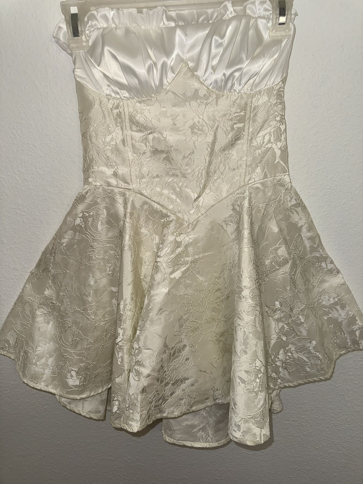 Strapless Ivory Floral Dress