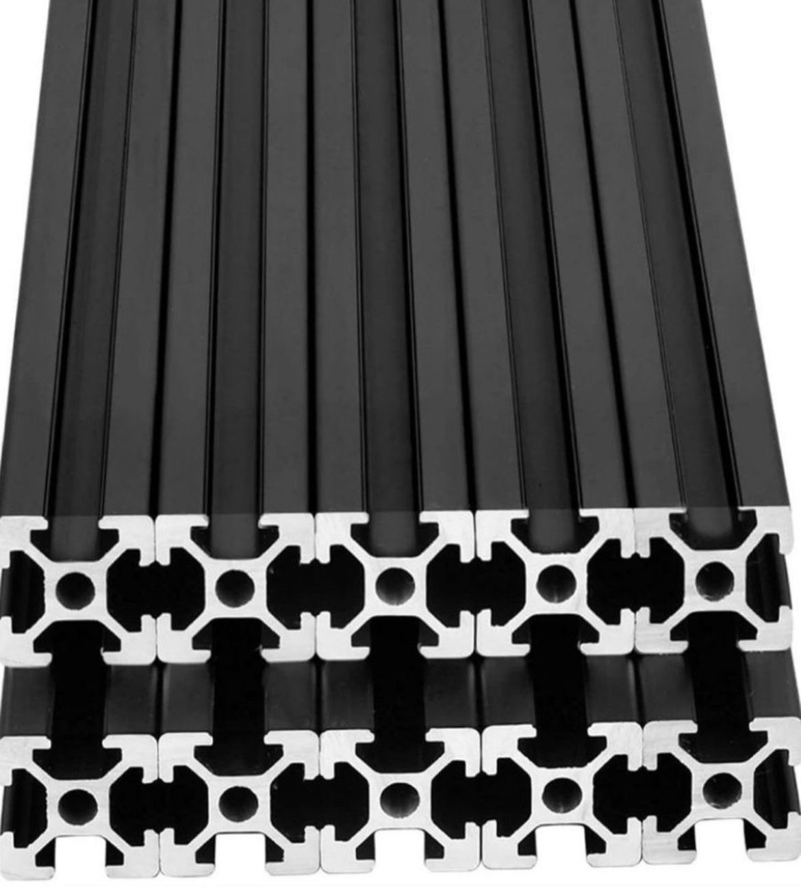 10pcs 48inch T Slot 2020 Aluminum Extrusion European Standard Anodized Linear Rail for 3D Printer Parts and CNC DIY 1220mm Black(48inch)