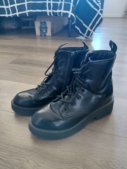 Madden Girl Carra Black Combat Boots- Size 8