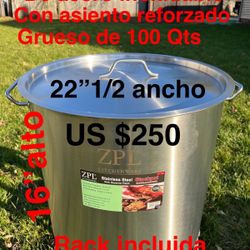 Olla Vaporera, Extra Grande De Acero Inoxidable Con Asiento Reforzado Grueso 