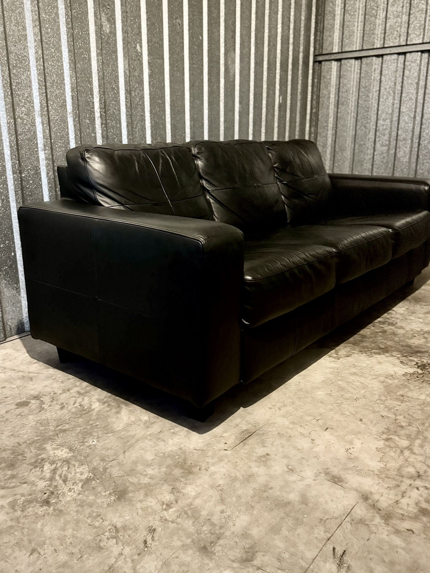 IKEA COUCH black Leather Three Seater