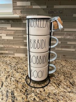 Rae Dunn CINDERELLA BIBBIDI BOBBIDI BOO Stackable Mugs Set Of 4