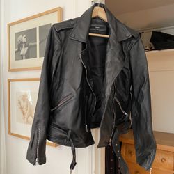 Quince 100% Leather Motorcycle Jacket | True Black, Size L