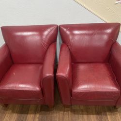 2 Red Leather Lazy boy Chairs