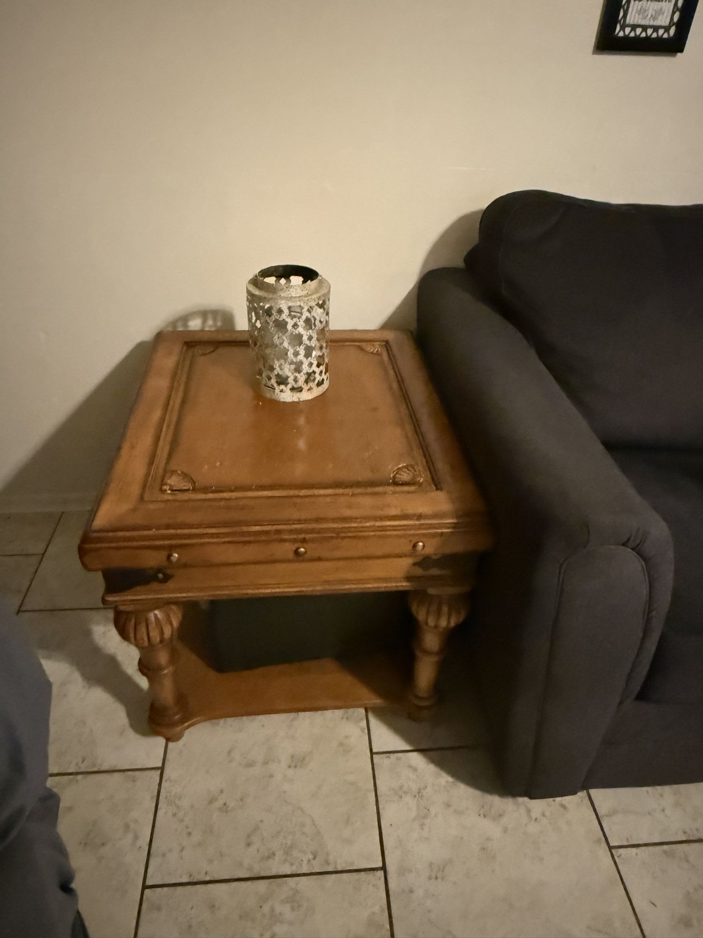 Country distressed wooden end tables