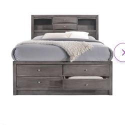 Queen Size Storage Bed Frame, W/ Drawers, Shelves And Headboard!