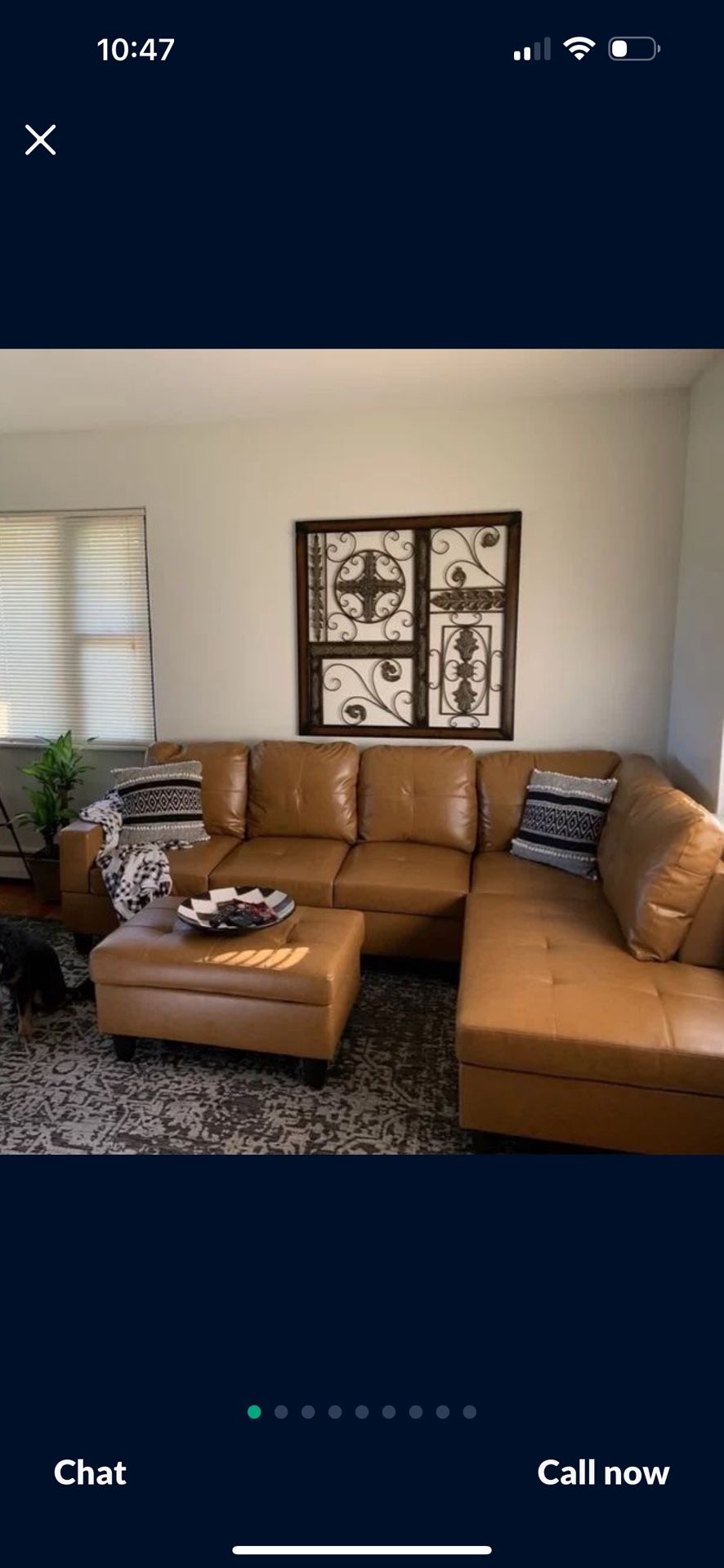 Carmel Leather Sectional Couch And Ottoman
