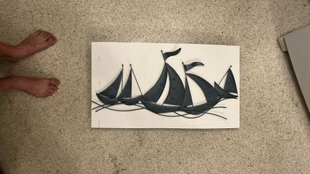 Large Metal Sailboat Wall Art – 32” Coastal Nautical Decor