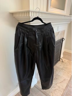 Black Faux Leather Trousers | High Waisted | Trendy Wide Leg Pants