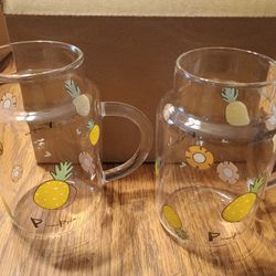 Pineapple Glass Cups With Handles