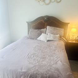 Wooden Bed-frame + box + Mattress  -barely Used! 