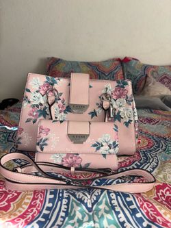 Pink Guess floral handbag