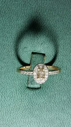 Genuine Champagne & White Diamond Engagement Ring