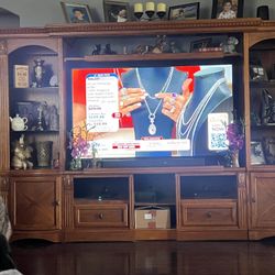 Solid Oak Entertainment Center.