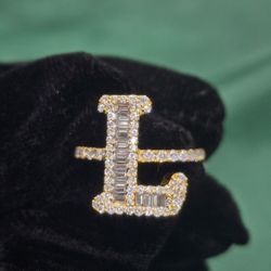 INTIAL "L" VVS D MOISSANITE  YELLOW GOLD OVER 925 STERLING SILVER