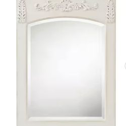 Rectangular Wood Framed Wall Bathroom Vanity Mirror in Antique White