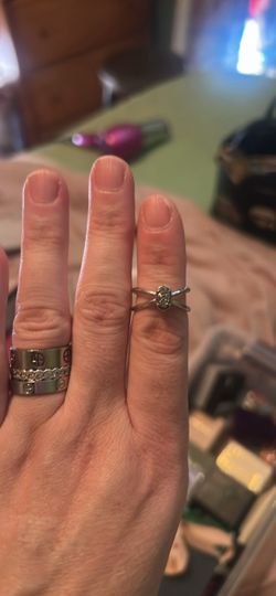 Silver Crossover Ring with Pavé Stone Center