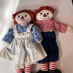 Vintage 1980s Raggedy Ann and Andy dolls