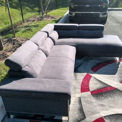 Grey L Shaped Sectional Sofa 