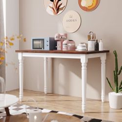 47” Solid Wood Kitchen Dining Table Breakfast Nook, Cherry+White [NEW] **Assembly Req** 