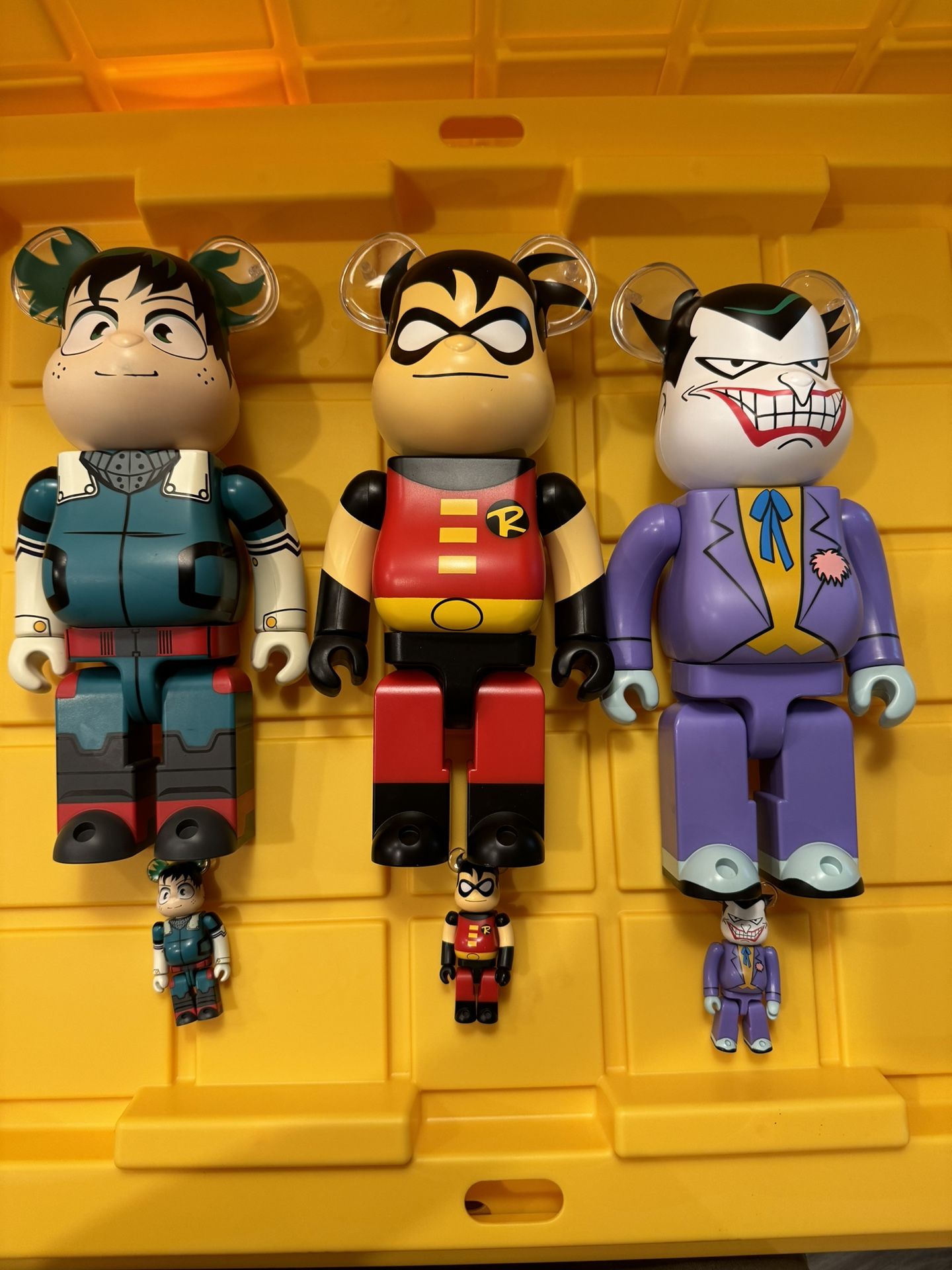 Joker Robin Midoriya Bearbricks 100% & 400% Batman Animated Series / Adventures Continue My Hero Academia