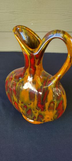 Vintage mid century drip glaze pottery