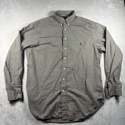 Polo Ralph Lauren Men's XL Tall Green Plaid Long Sleeve Button Down Dress #6A