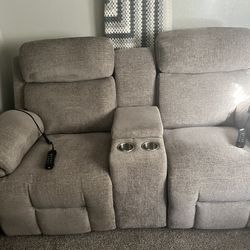 Power Recliner Loveseat With Console With Massage 