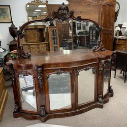 Mirrored Server From the Early 1900's, Hand Carved and Beautiful, Dark