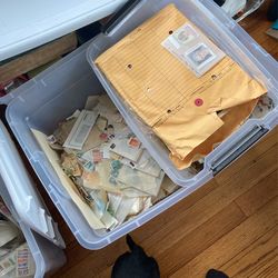 Vintage Postal Stamps Collection Of 5 Large  totes