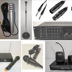 PA 1/4" XLR Neutrik min 3ft $5 mics amplified mixer wireless Sennheiser set P A system available