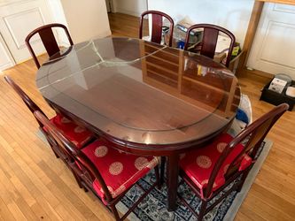 Chinese Rosewood Dining Table with 6 Chairs