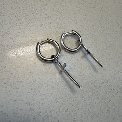 JAXXON (PAIR) Silver Dagger Cross Earrings - NEVER WORN