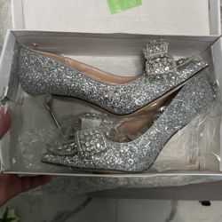Silver Glitter Shoes Size 7
