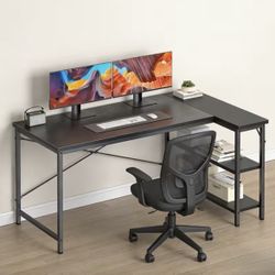 39in Black L Shaped Computer Desk