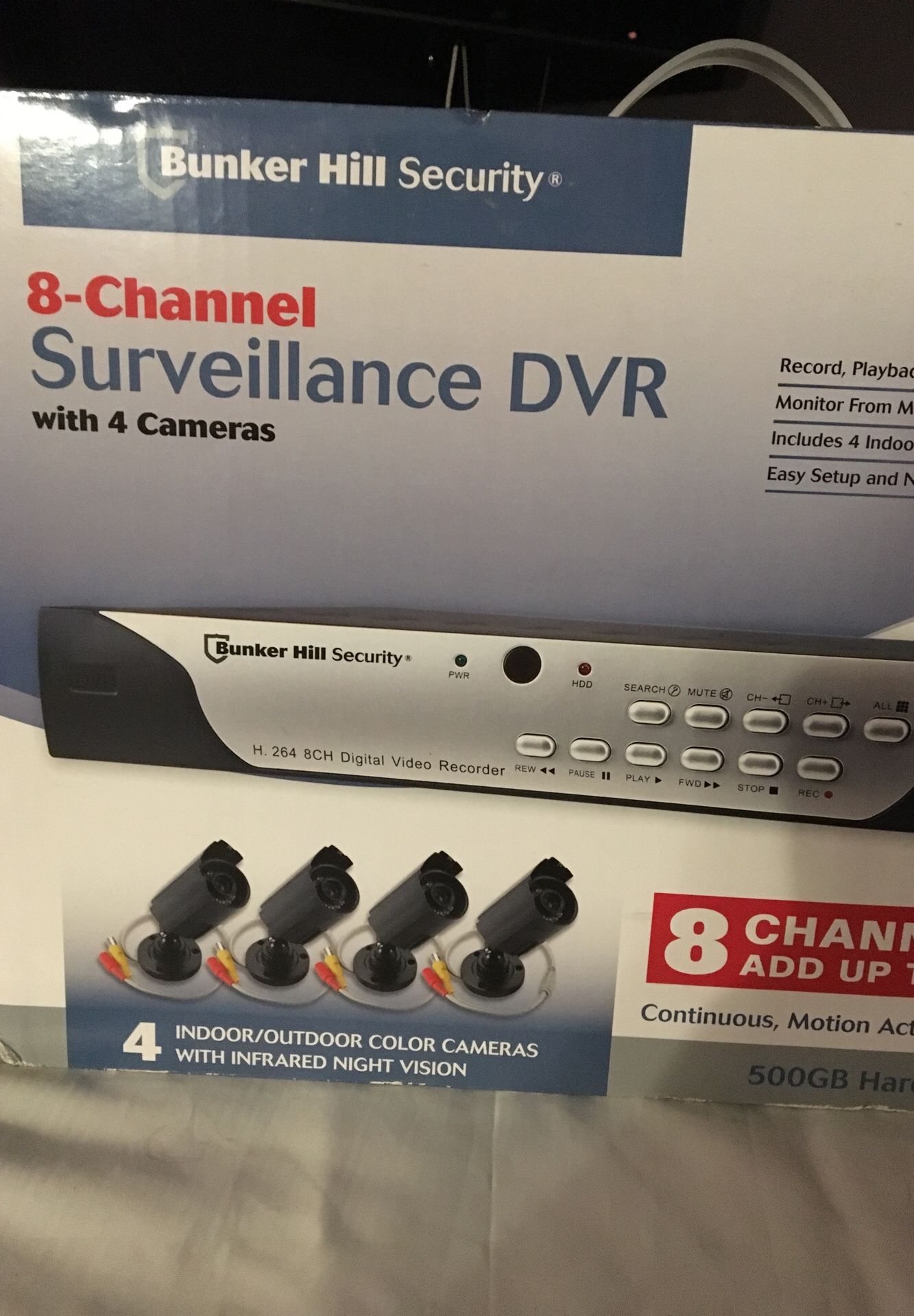 Bunker Hill Security 8Channel Surveillance DVR With 4 Cameras and