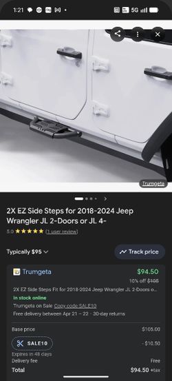 Jeep Wrangler 2018-2024 2X EZ Side Steps